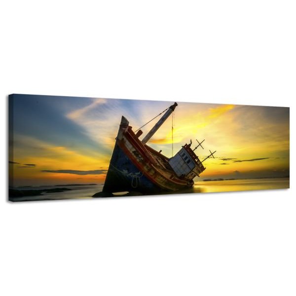 E-shop Obraz na plátne Panoráma Stroskotaná loď, 158x46 cm