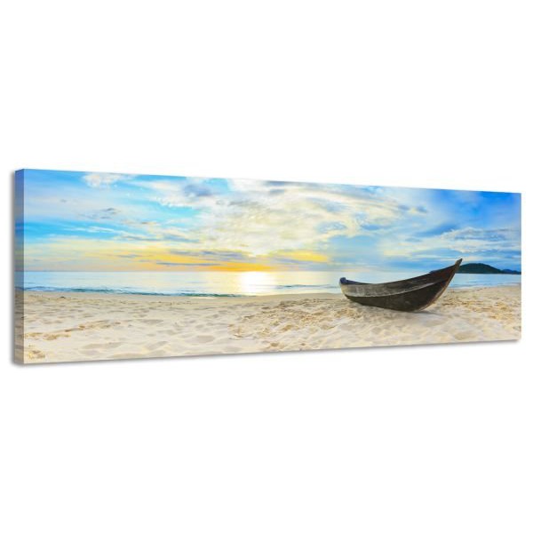 E-shop Obraz na plátne Panoráma, Loď na pláži, 158x46cm