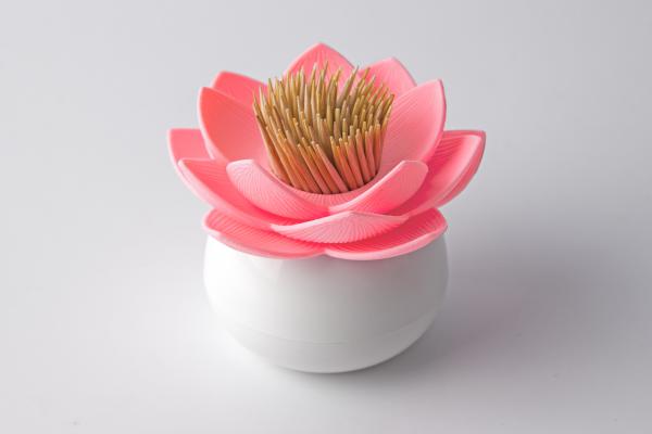 E-shop Stojanček na špáradlá Qualy Lotus Toothpick Holder, biely-ružový