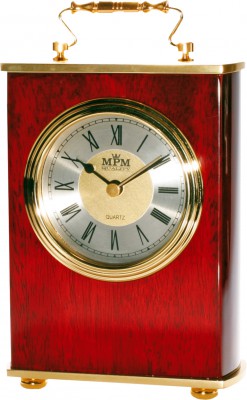 Stolové hodiny MPM, 2839.55, silver - gaštan, 18cm 
