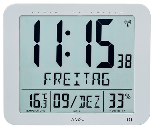 Digitálne hodiny riadené rádiovým signálom AMS 5884, 25cm 