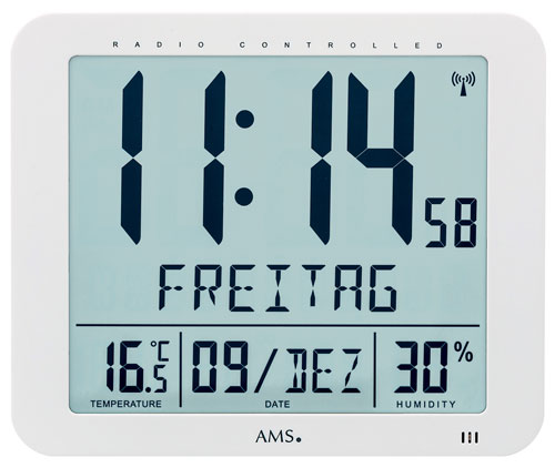Digitálne hodiny riadené rádiovým signálom AMS 5886, 25cm 
