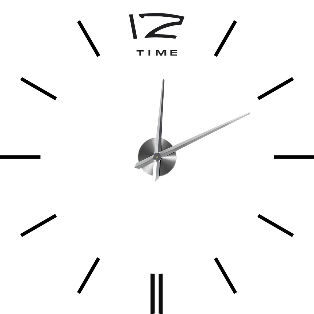 3D Nalepovacie hodiny DIY Clock BIG Time Espa, Čierne 80-130cm