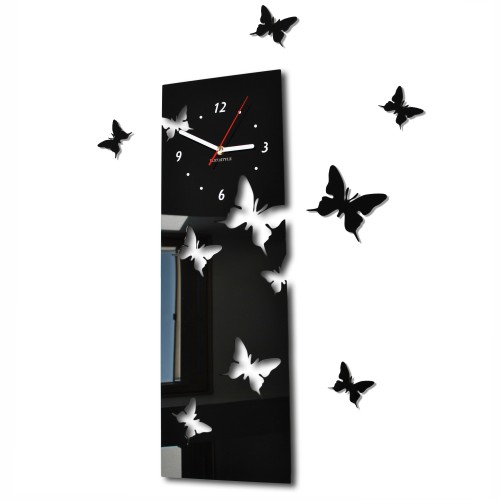 3D Nalepovacie hodiny Motýle SWEEP z39an, čierne 60cm