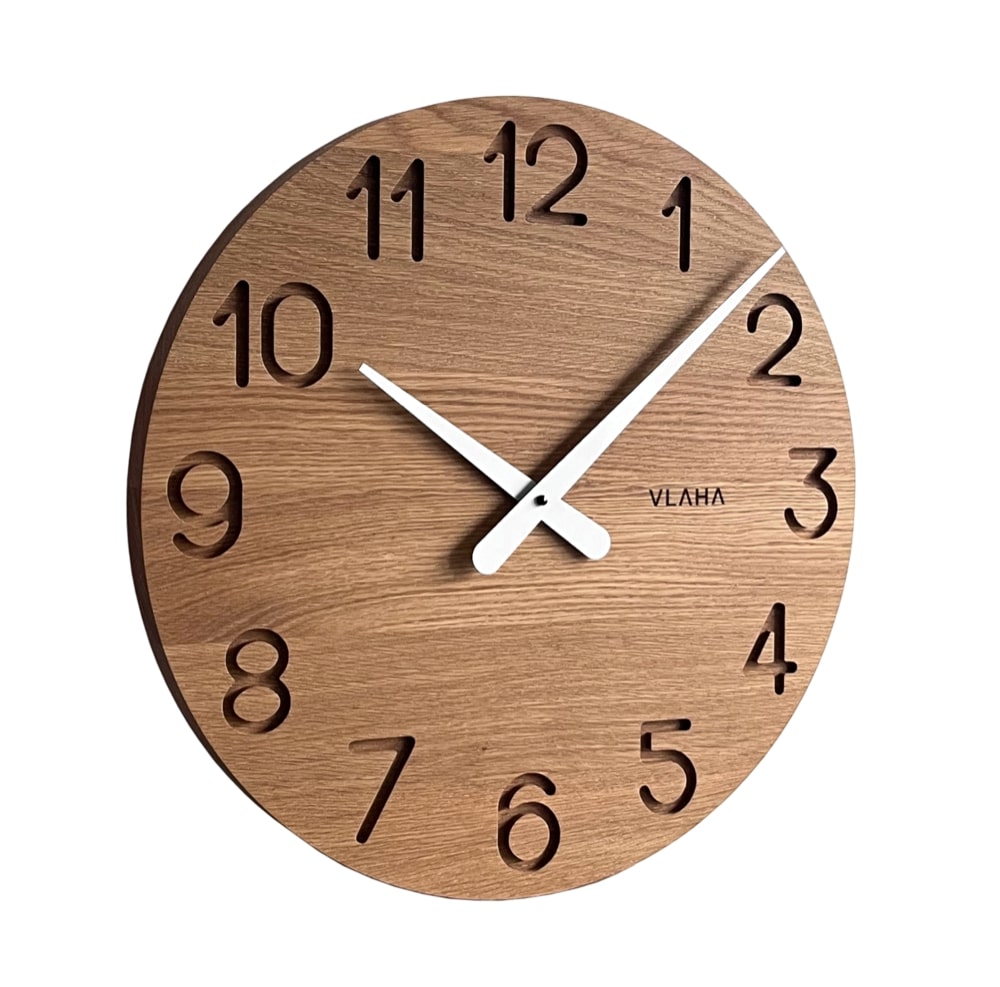 Dubové hodiny Vlaha s bielymi ručičkami, VCT1133, 45cm 
