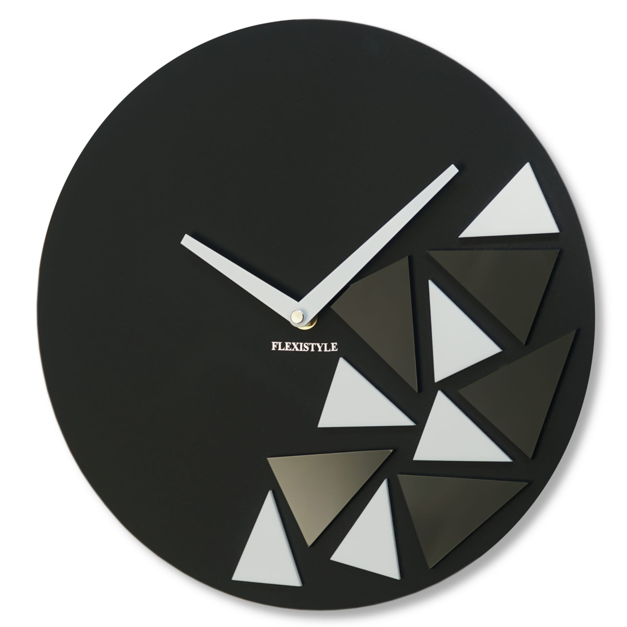 Dizajnové nástenné hodiny Triangles Flex z205-1, 30 cm, čierne matné 