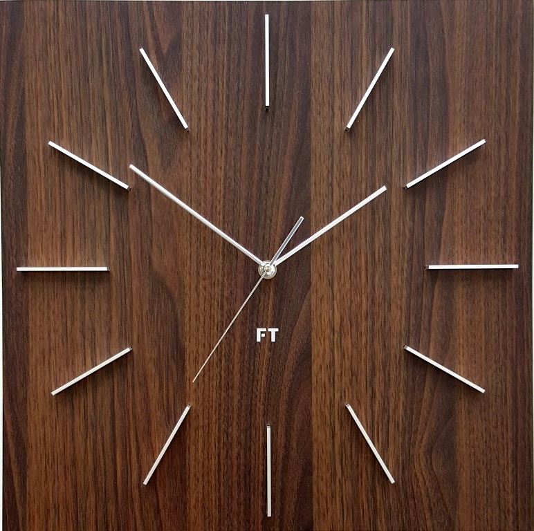 E-shop Dizajnové nástenné hodiny Future Time FT1010WE Square dark natural brown 40cm
