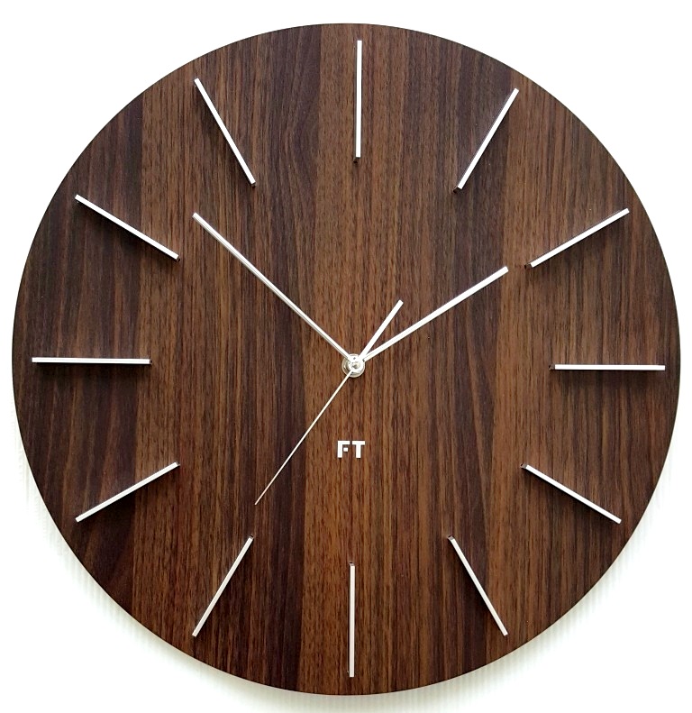 Dizajnové nástenné hodiny Future Time FT2010WE Round dark natural brown 40cm 