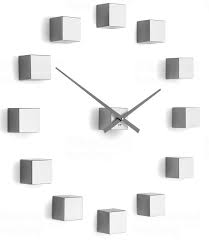 Dizajnové nástenné nalepovacie hodiny Future Time FT3000SI Cubic silver 