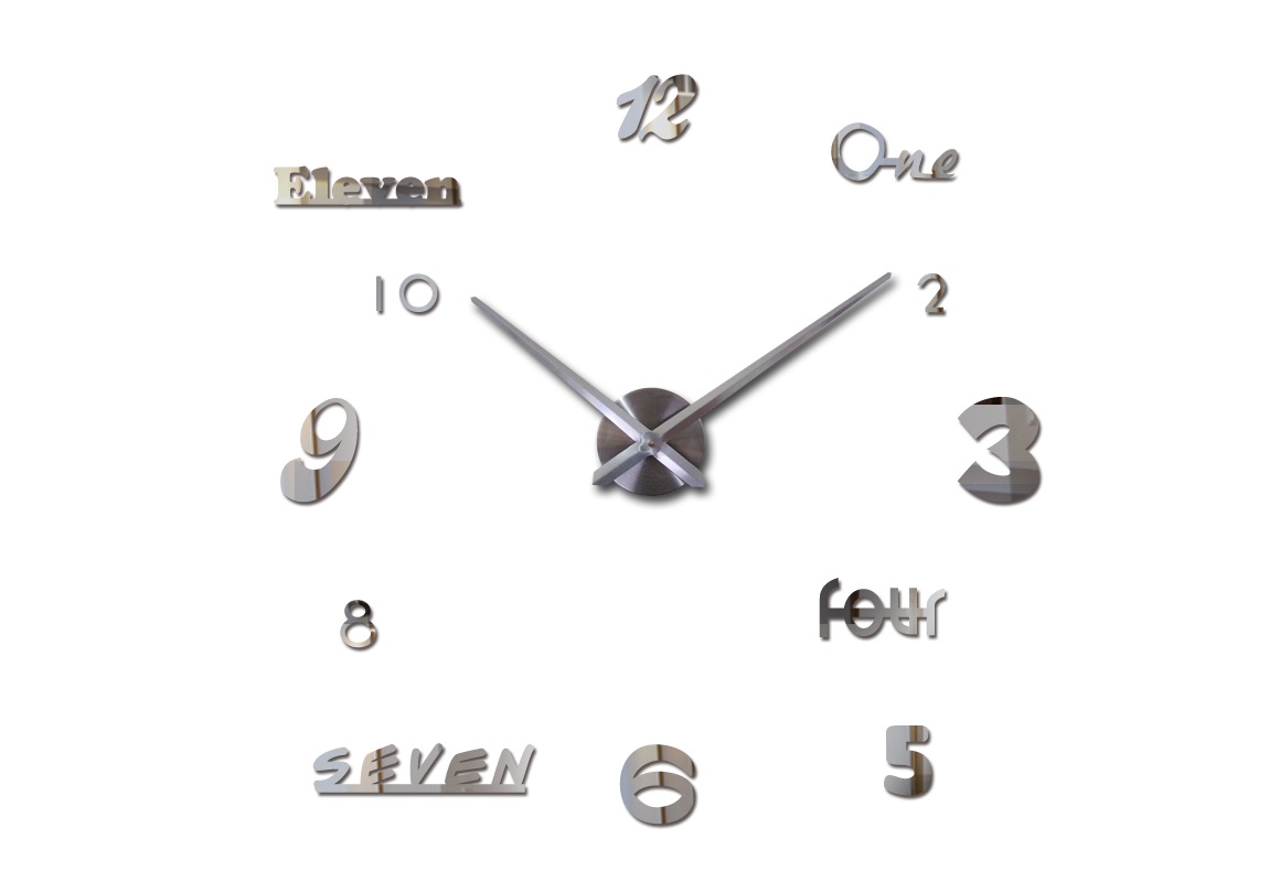 3D Nalepovacie hodiny DIY Clock Cladding XL006SL, Mirror 120cm 