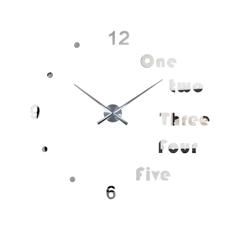E-shop 3D Nalepovacie hodiny DIY Clock Evevo 8282XL, Silver 90-130cm