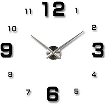 E-shop 3D Nalepovacie hodiny Clock BIG 3-12 XL, Silver Black 90-130cm