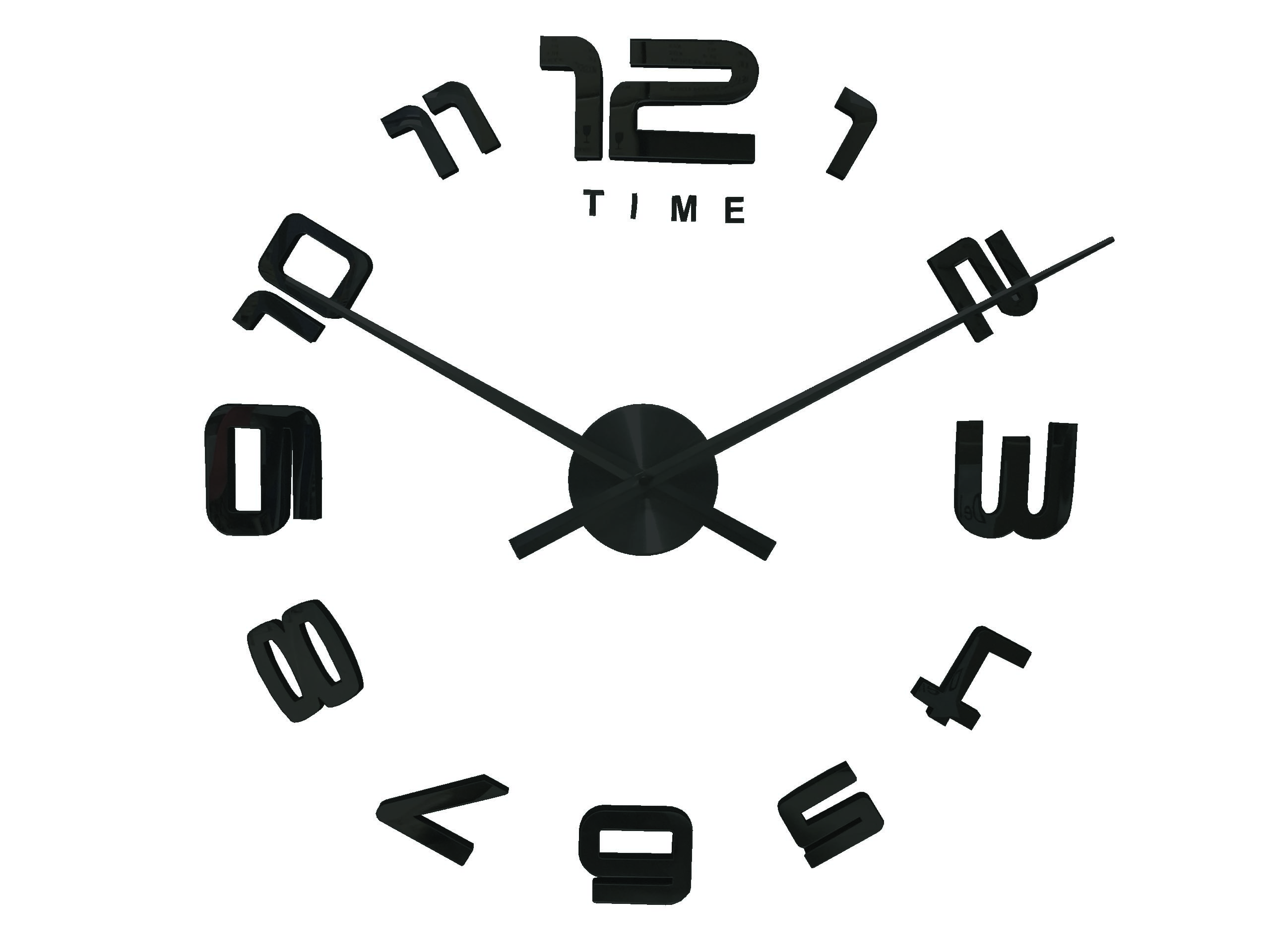 E-shop 3D Nalepovacie hodiny DIY Clock Evevo 8232BXL, čierne, 90-130cm