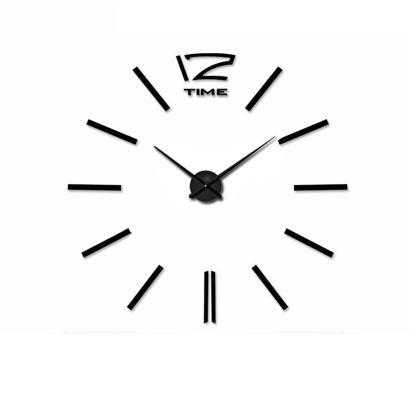E-shop 3D Nalepovacie hodiny DIY Clock 12 Time XL Black 90-130cm
