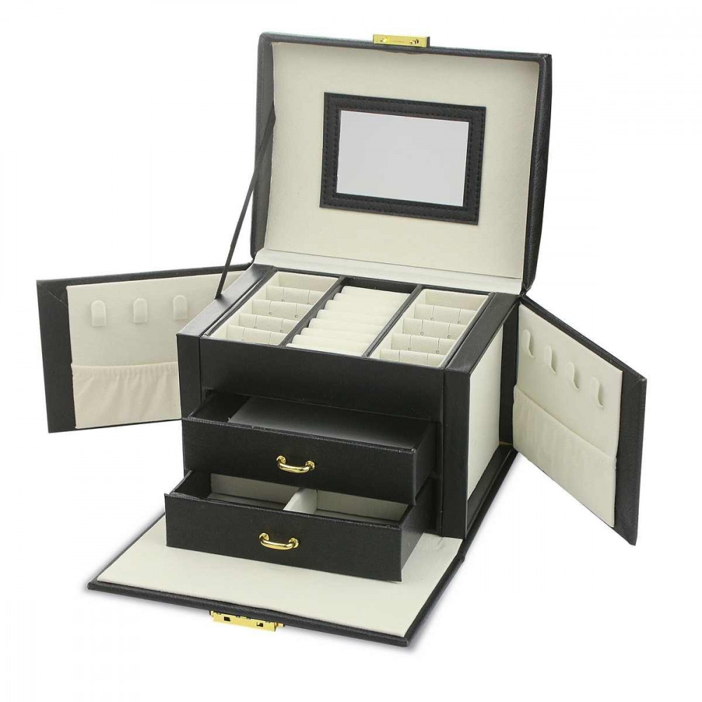 E-shop Elegantný kufor na šperky s dvomi priehradkami, čierna