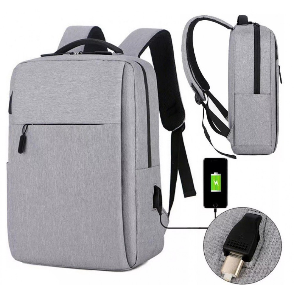 E-shop Športový batoh na notebook USB sivý, Carles PL154SZ