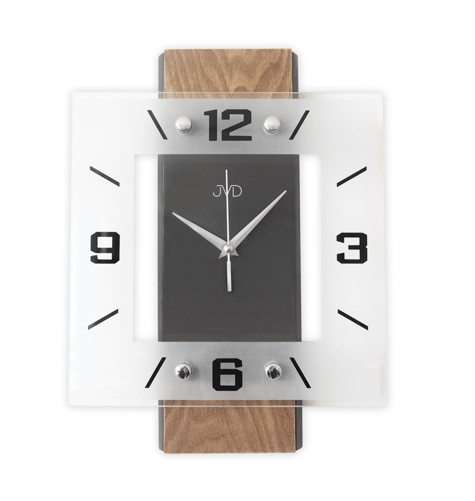 E-shop Drevené sklenené tiché hodiny JVD NS22016/78, 35cm