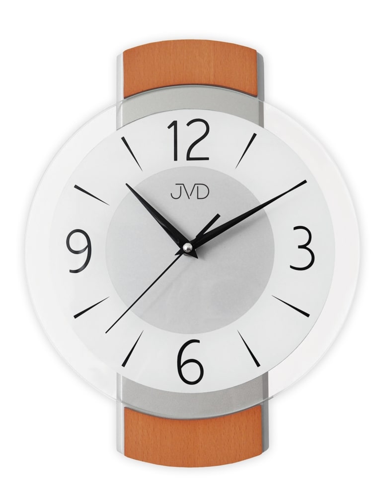 E-shop Drevené sklenené tiché hodiny JVD NS22018/41, 35cm