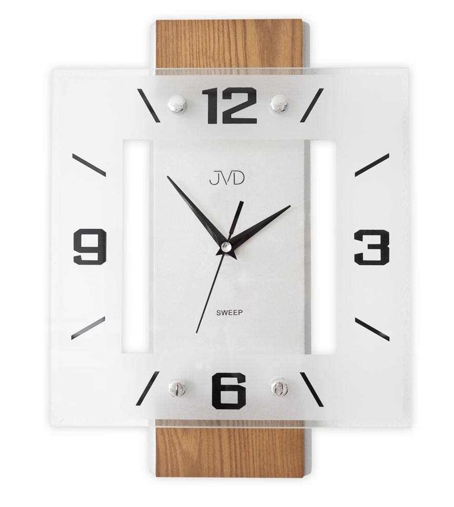 E-shop Drevené sklenené tiché hodiny JVD NS22016/11, 35cm