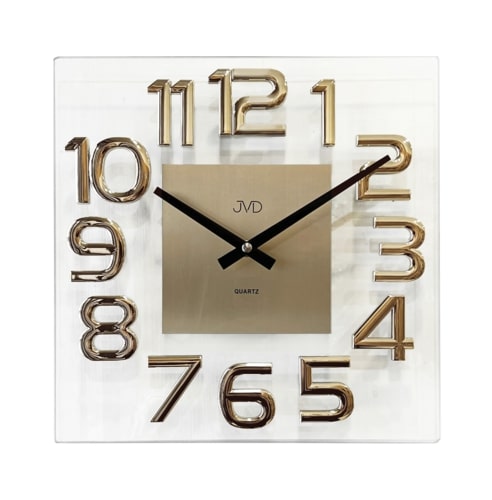 Nástenné sklenené hodiny JVD HT110.3, 32cm zlatá 