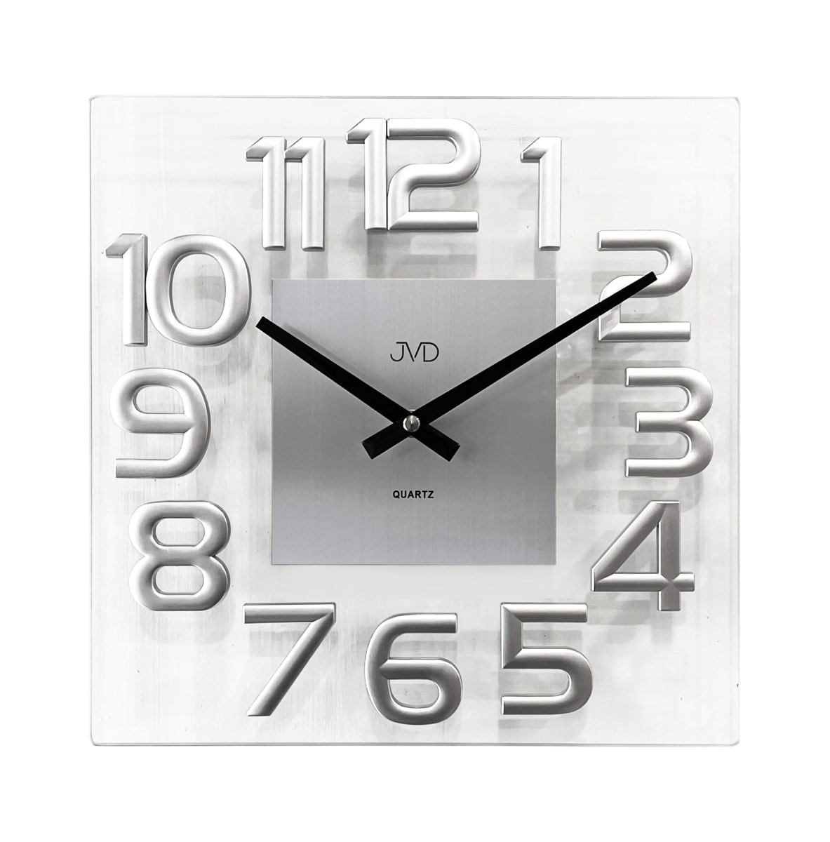 Nástenné sklenené hodiny JVD HT110.1, 32cm strieborná 