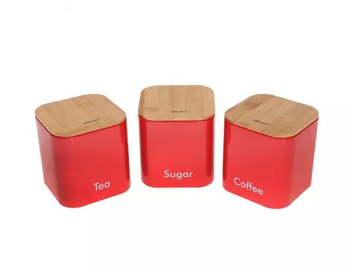 E-shop Dózy na kávu, čaj, cukor červené, KingHoff