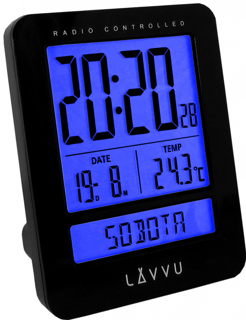 Digitálny budík riadený rádiovým signálom LAVVU LAR0021 Duo Black 