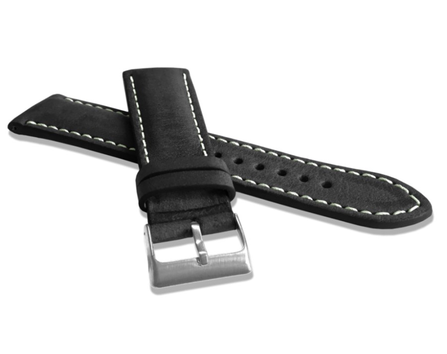 E-shop Čierny remienok na hodinky z kože Lavvu LSRUB22 Nature Top Grain, 22mm