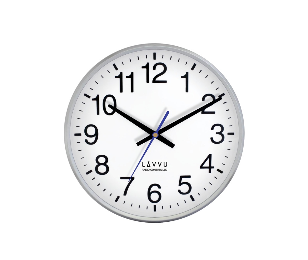 Nástenné hodiny Lavvu LCR 2010 FACTORY Metallic Silver riadené rádiovým signálom, 30cm 