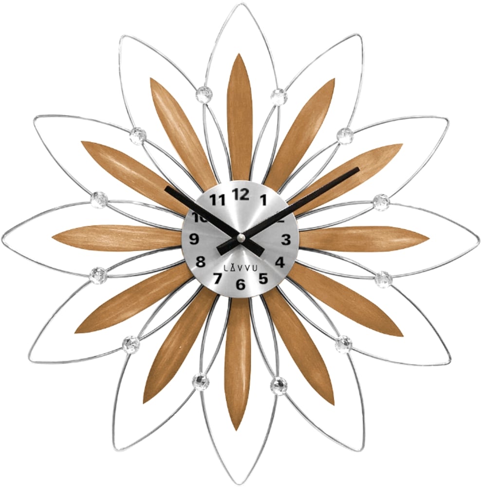 E-shop Drevené hodiny LAVVU CRYSTAL Flower LCT1115, 50 cm