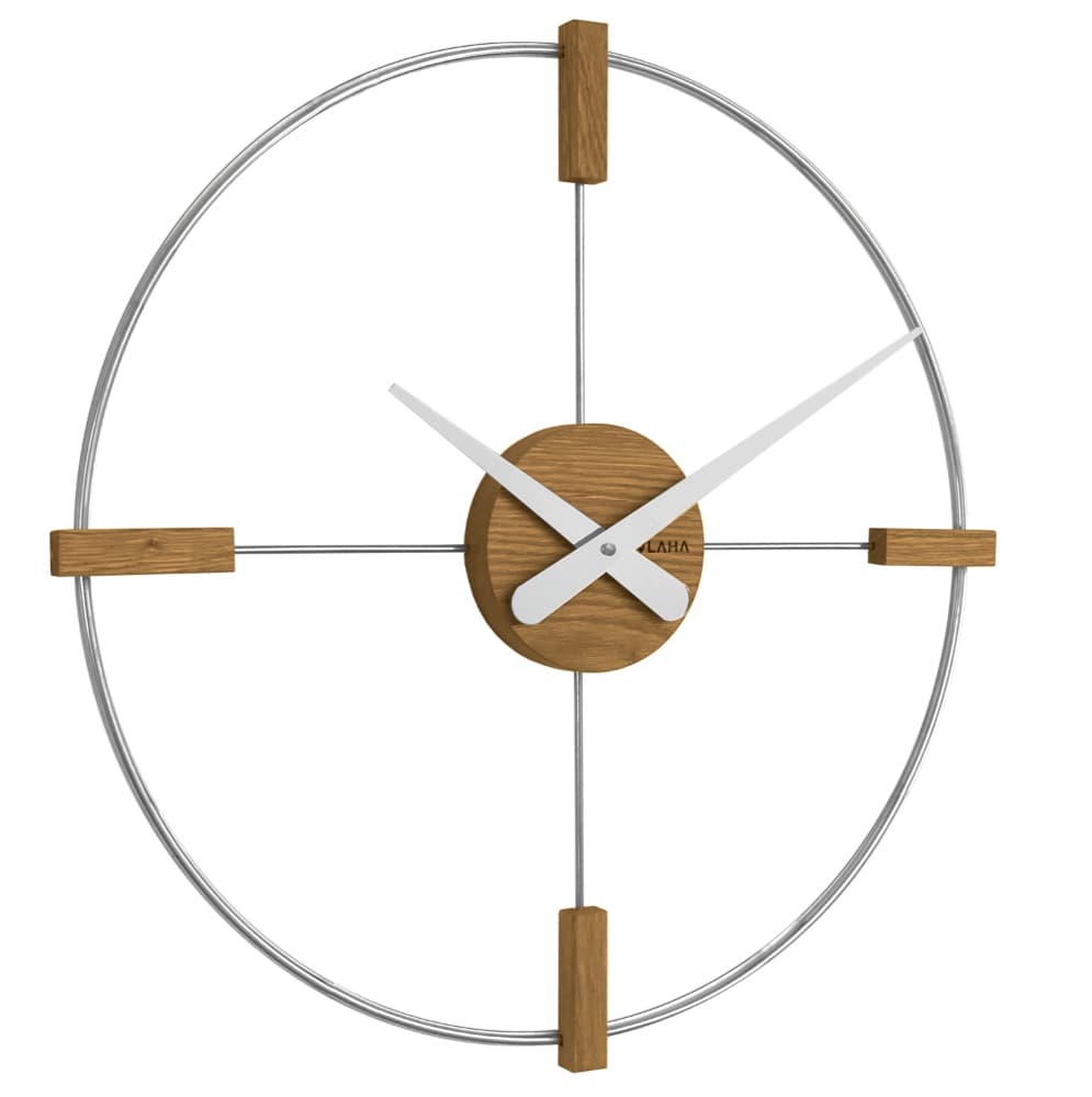 E-shop Drevené strieborné hodiny Vlaha VCT1051, 50 cm