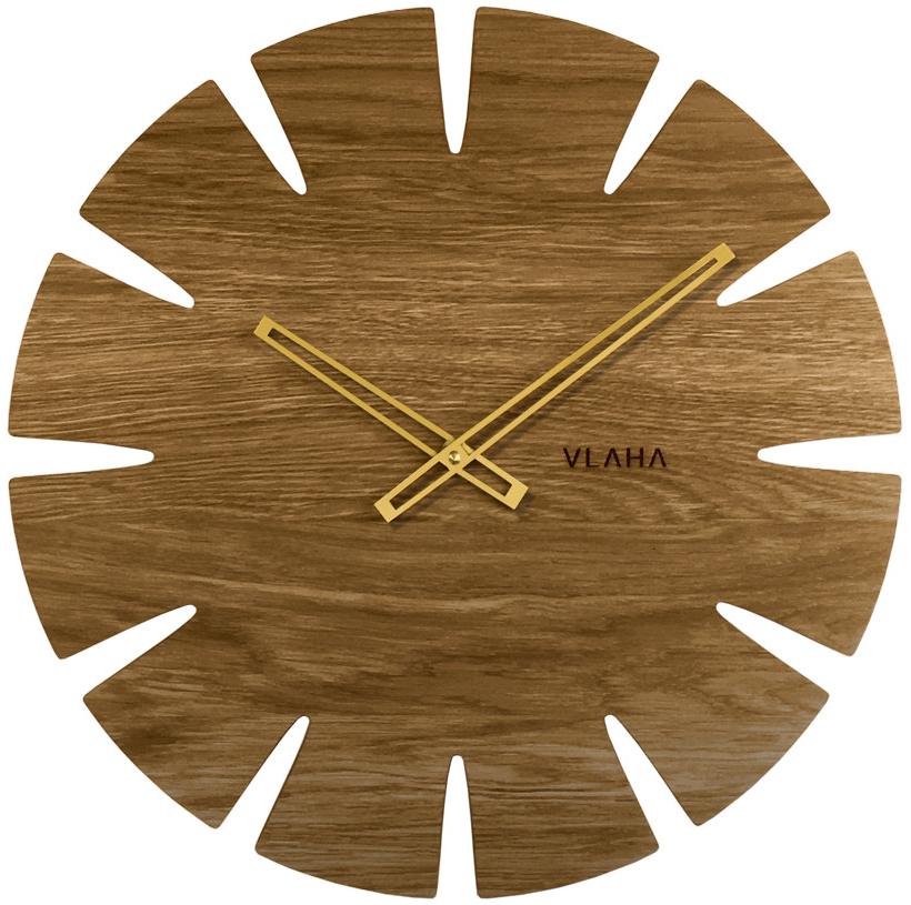 E-shop Dubové hodiny Vlaha so zlatými ručkami VCT1030, 45cm