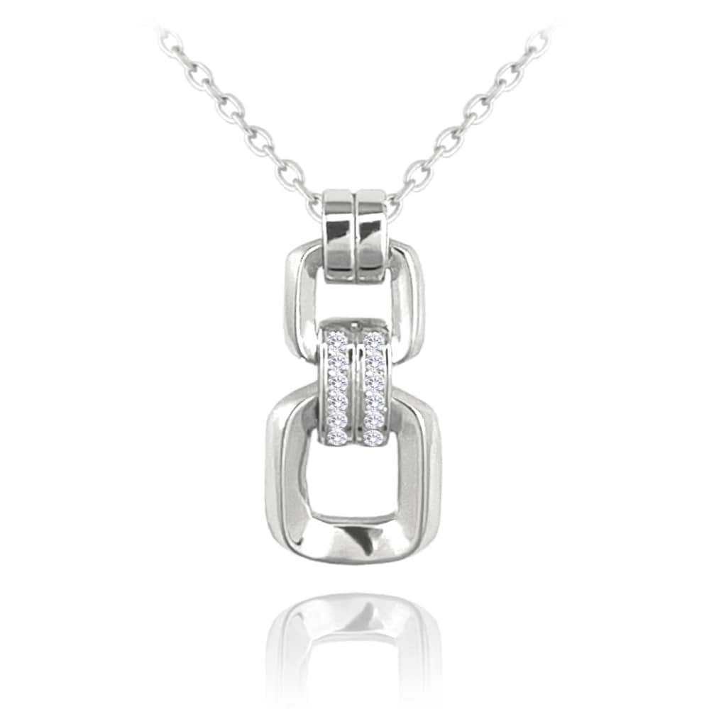E-shop Elegantný strieborný náhrdelník s bielymi zirkónmi, Minet JMAS0206SN45