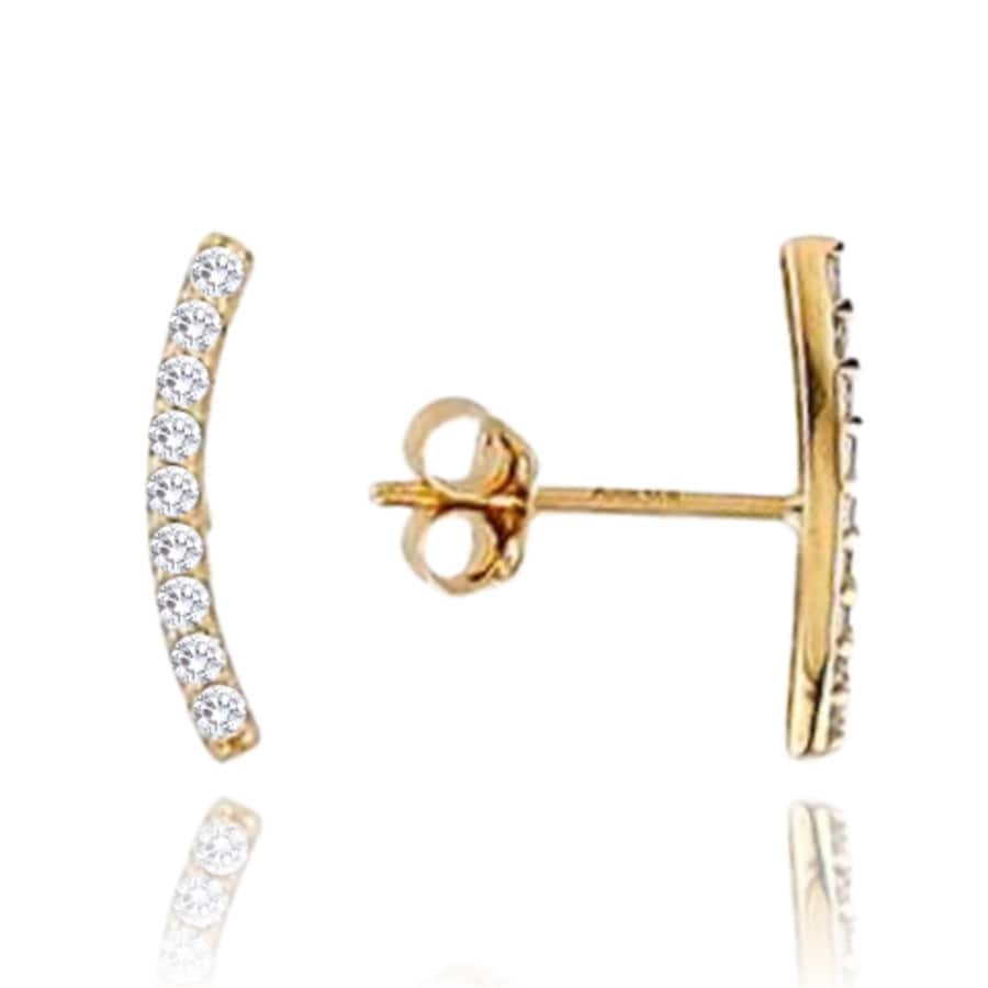 E-shop Elegantné zlaté náušnice s bielymi zirkónmi Minet JMG0146WGE00