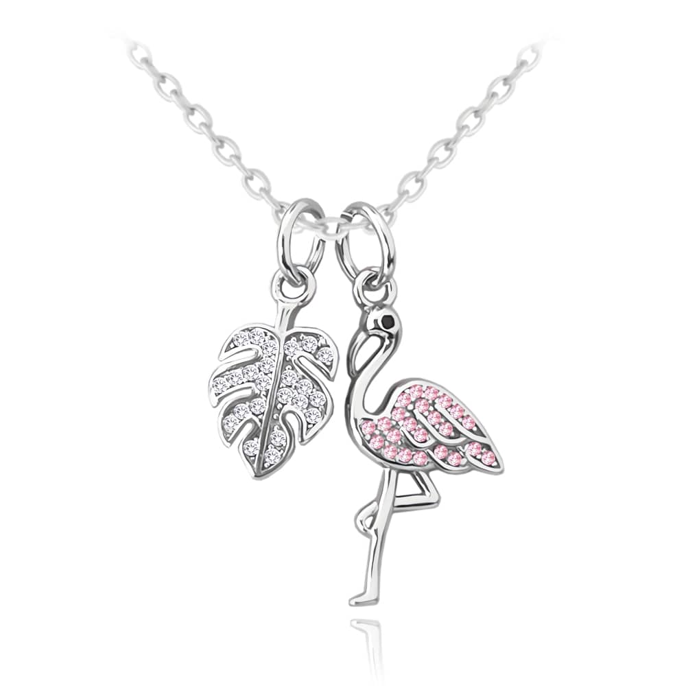 E-shop Strieborný náhrdelník Flamingo s farebnými zirkónmi, Minet JMAS8053SN45