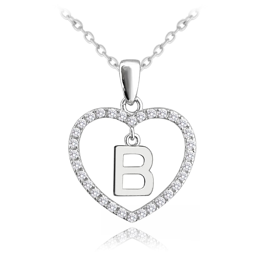 E-shop Strieborný náhrdelník písmeno v srdci &quot;B&quot; so zirkónmi Minet JMAS900BSN45