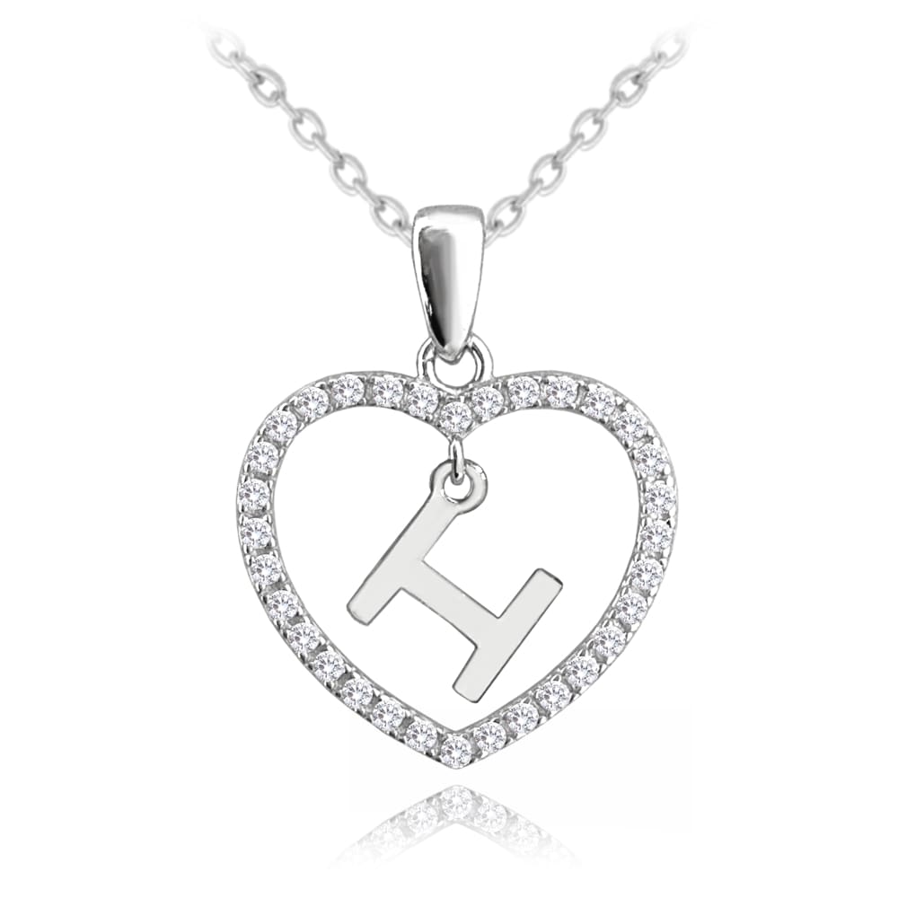 E-shop Strieborný náhrdelník písmeno v srdci &quot;H&quot; so zirkónmi Minet JMAS900HSN45