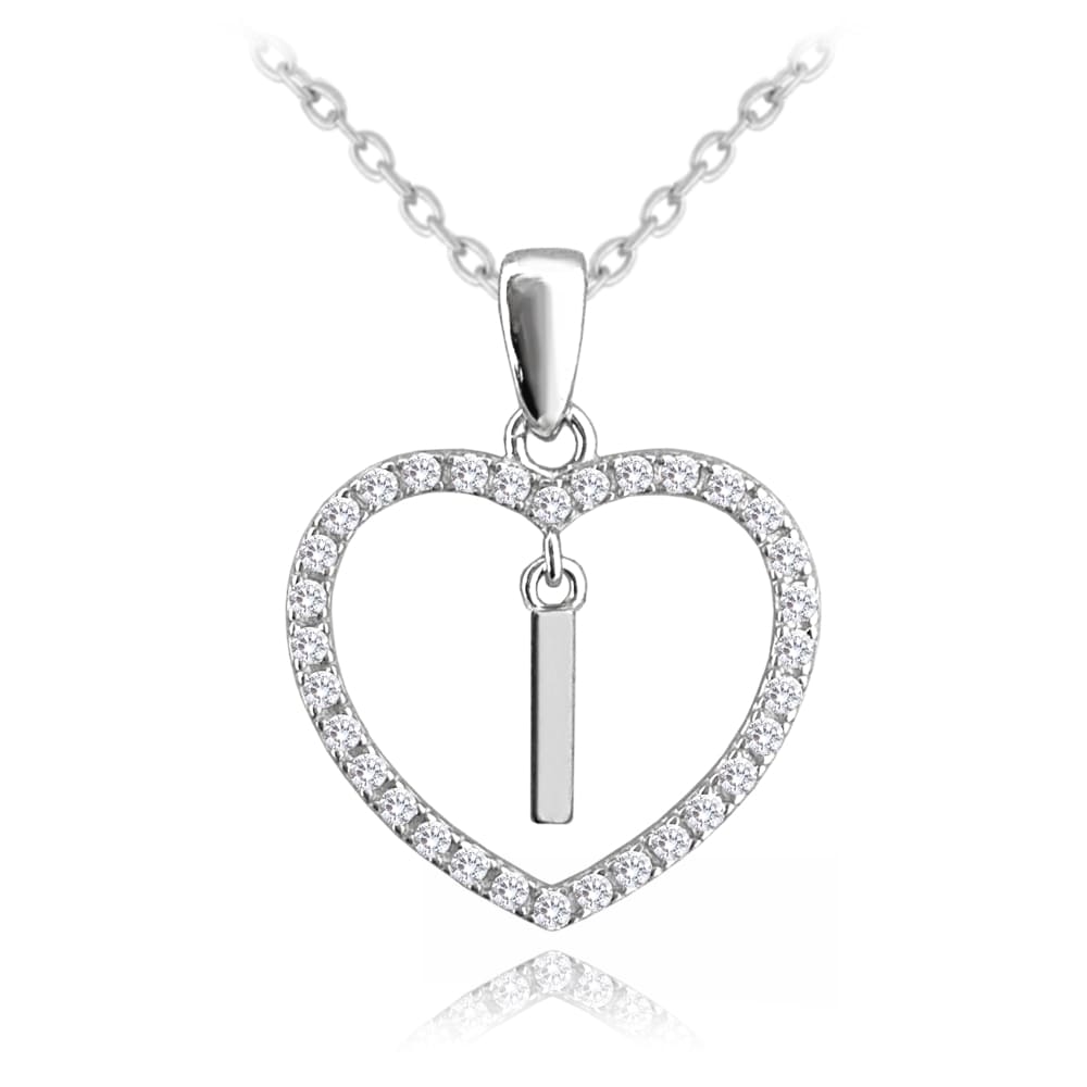 E-shop Strieborný náhrdelník písmeno v srdci &quot;I&quot; so zirkónmi Minet JMAS900ISN45