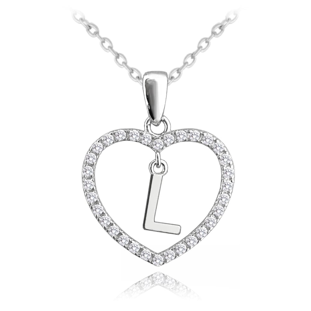 Strieborný náhrdelník písmeno v srdci "L" so zirkónmi Minet JMAS900LSN45 