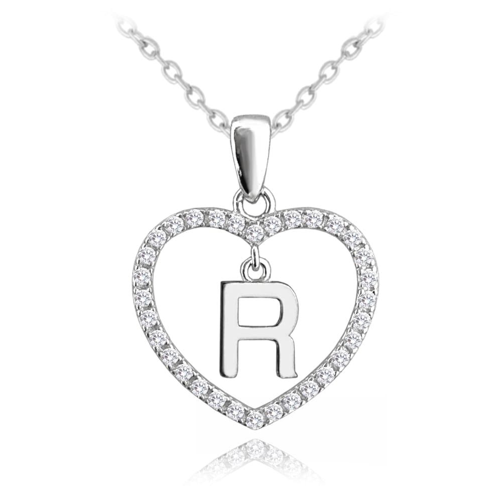 E-shop Strieborný náhrdelník písmeno v srdci &quot;R&quot; so zirkónmi Minet JMAS900RSN45