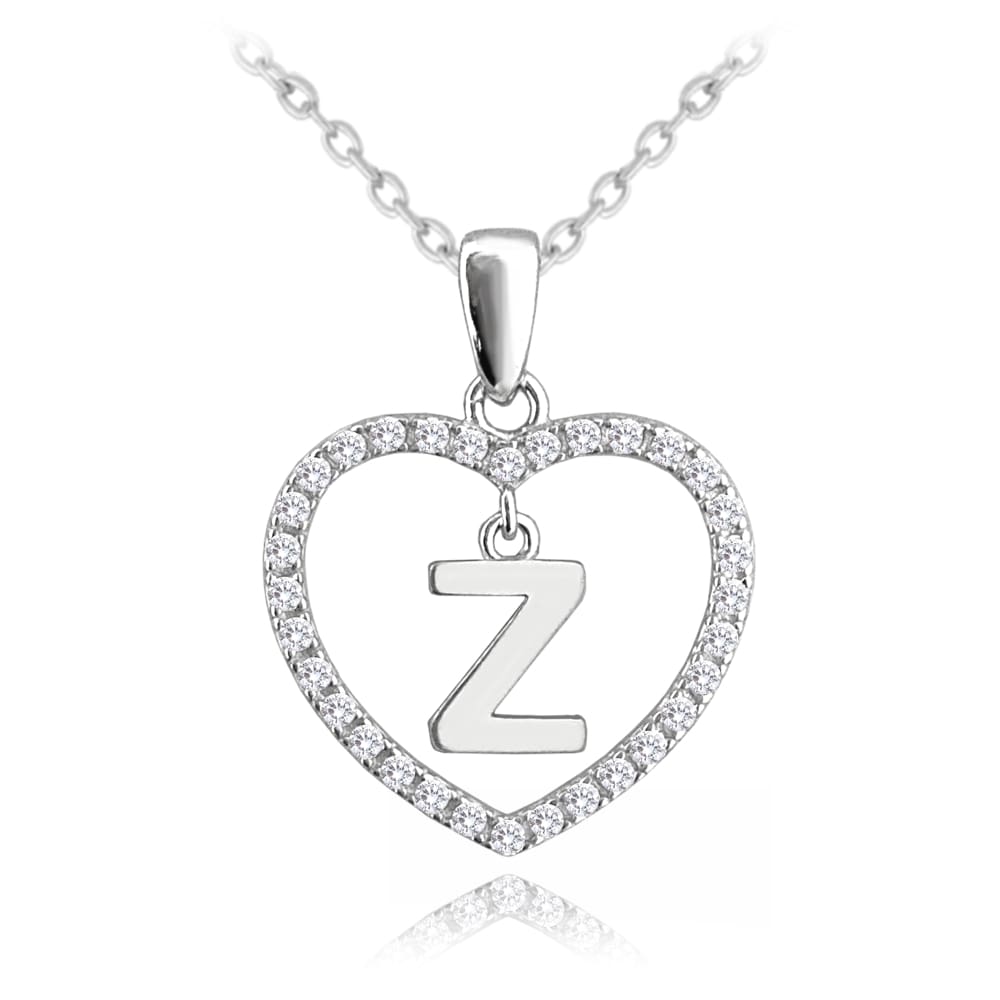 E-shop Strieborný náhrdelník písmeno v srdci &quot;Z&quot; so zirkónmi Minet JMAS900ZSN45