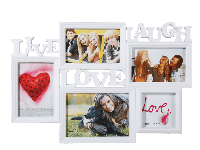 E-shop Biely fotorámik Live Laugh Love, 46x32cm RD9999