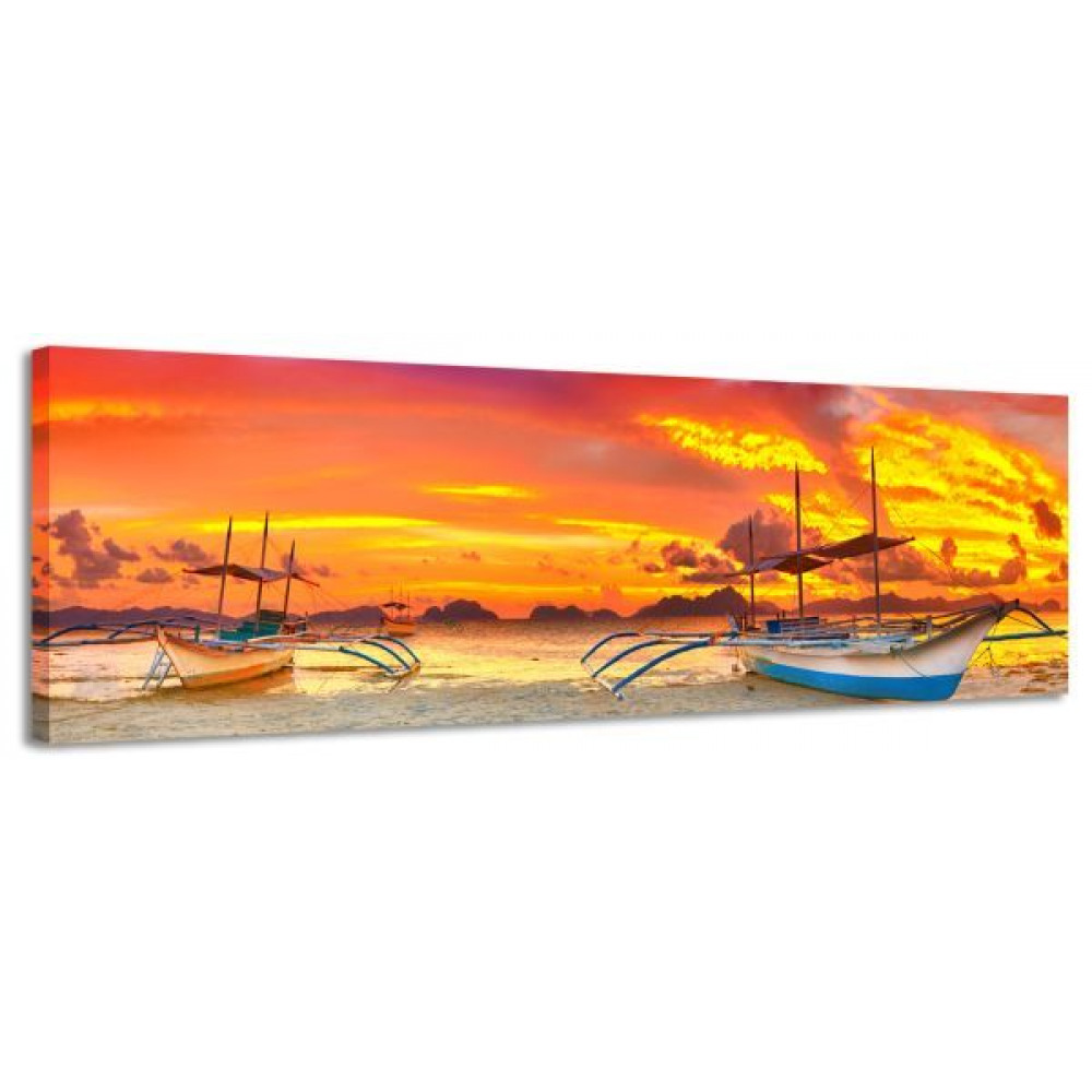 E-shop Obraz na plátne Panoráma, Wrecked Boat, 158x46cm