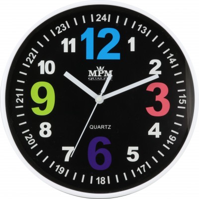 Nástenné hodiny MPM, 3686.90- čierna, 20cm 
