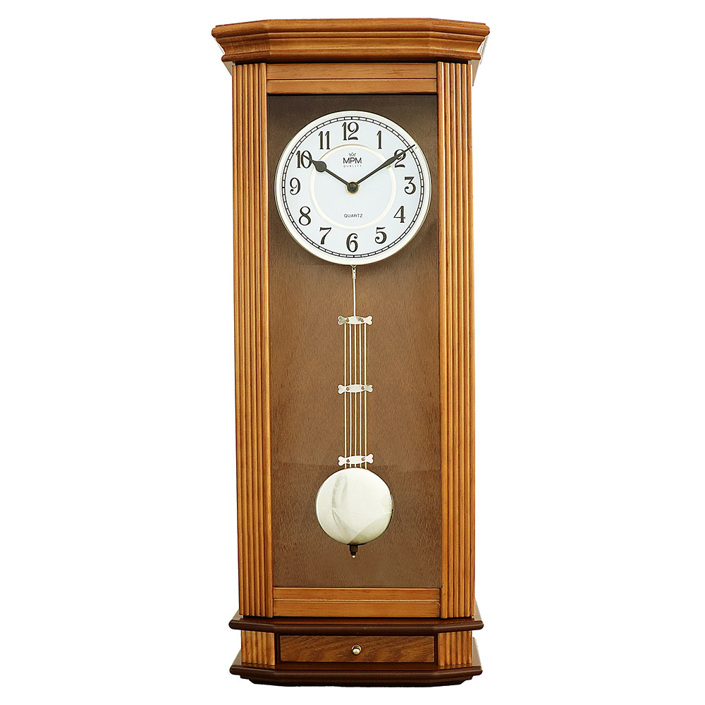 E-shop Drevené nástenné hodiny s kyvadlom MPM E05.3892.50, 62cm