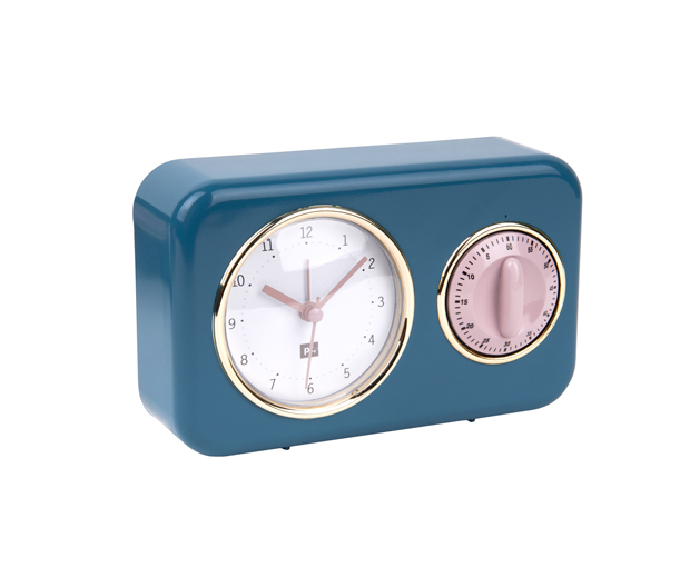 Kuchynské hodiny s časovačom Present Time Nostalgia, PT2970BL, 17cm 