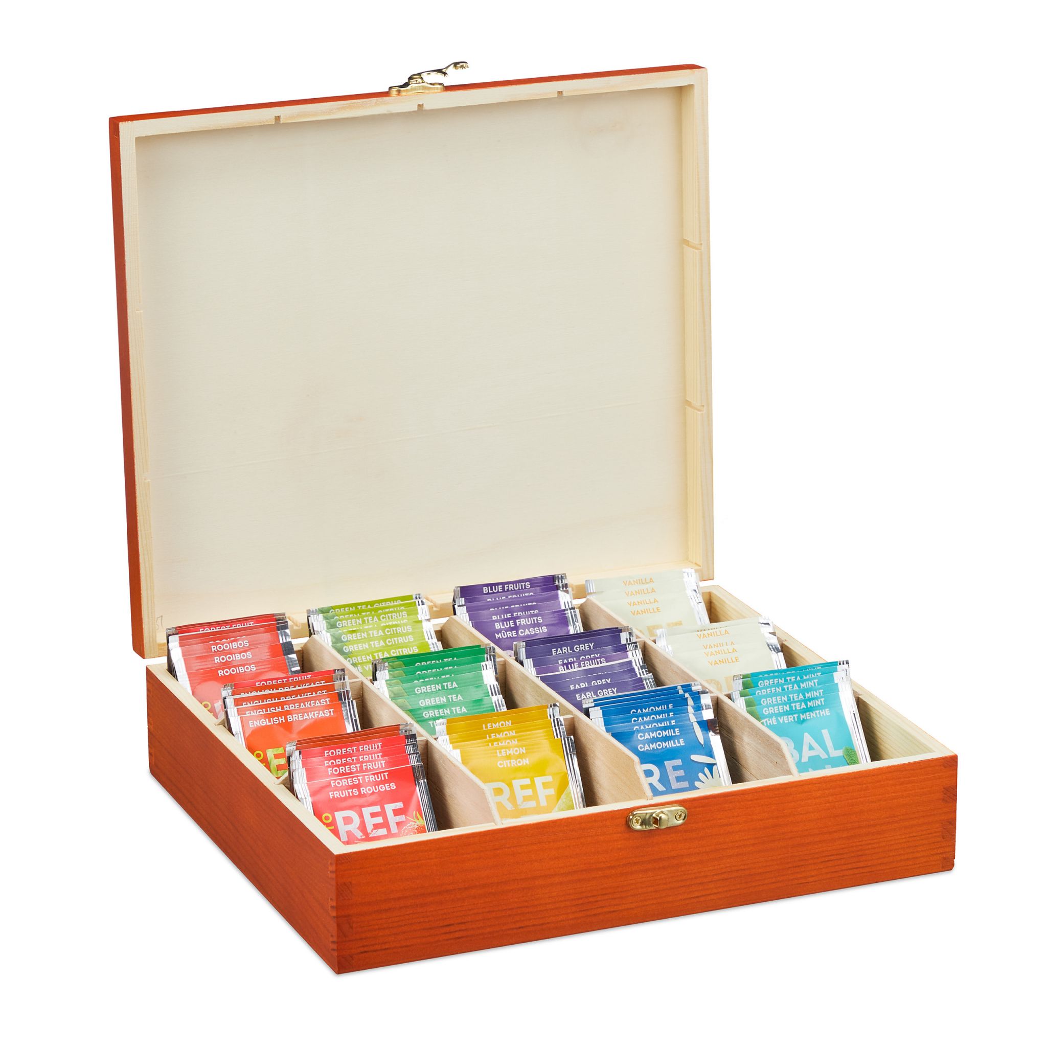 Drevená krabička na čaj s 12 priehradkami RD32165 
