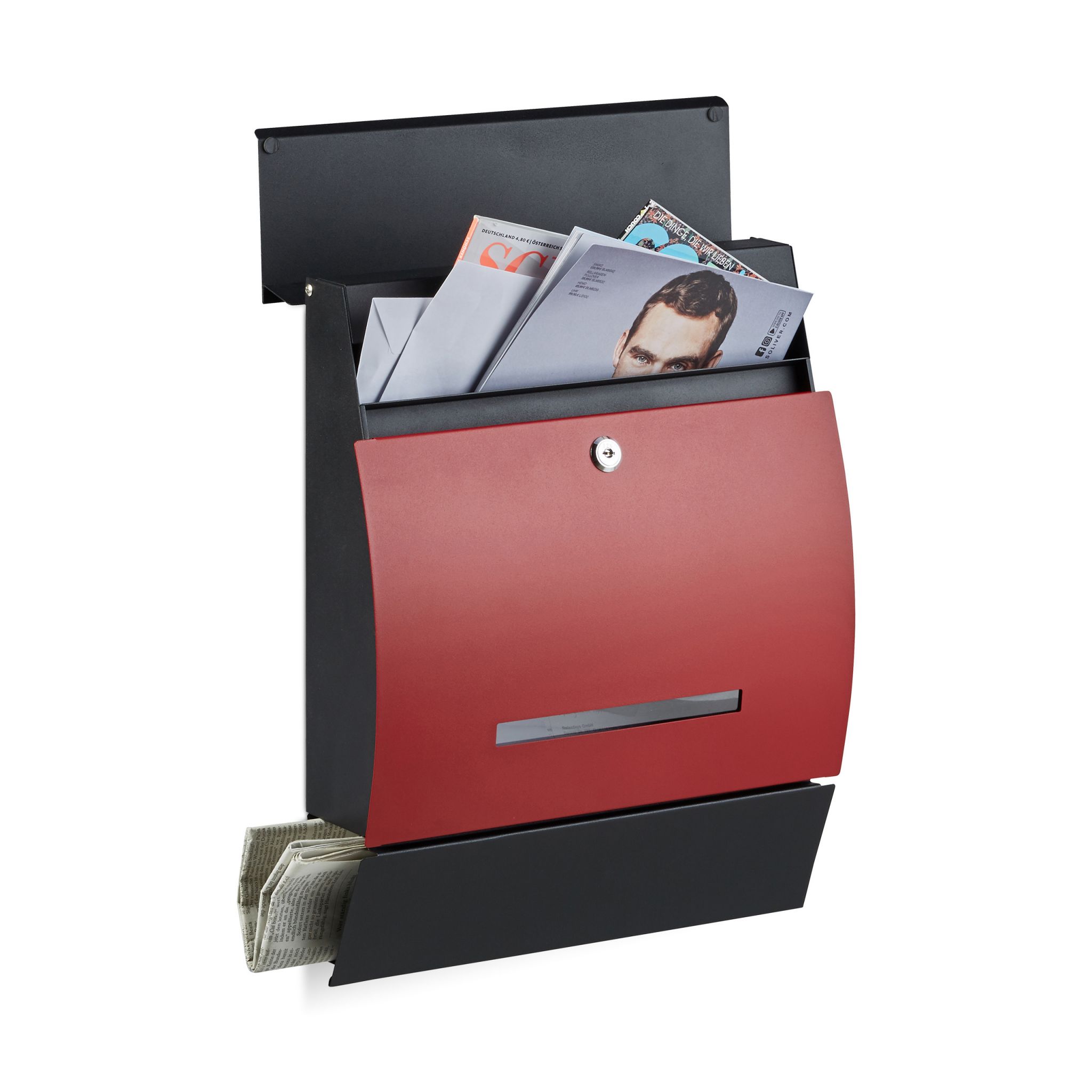 E-shop Poštová schránka s priehradkou na noviny RD20774, červená