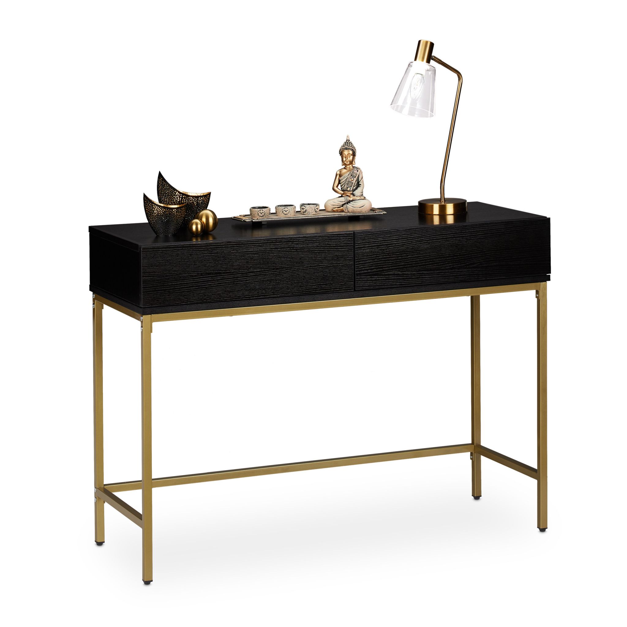 E-shop Konzolový stolík RD32594, čierno - zlatá