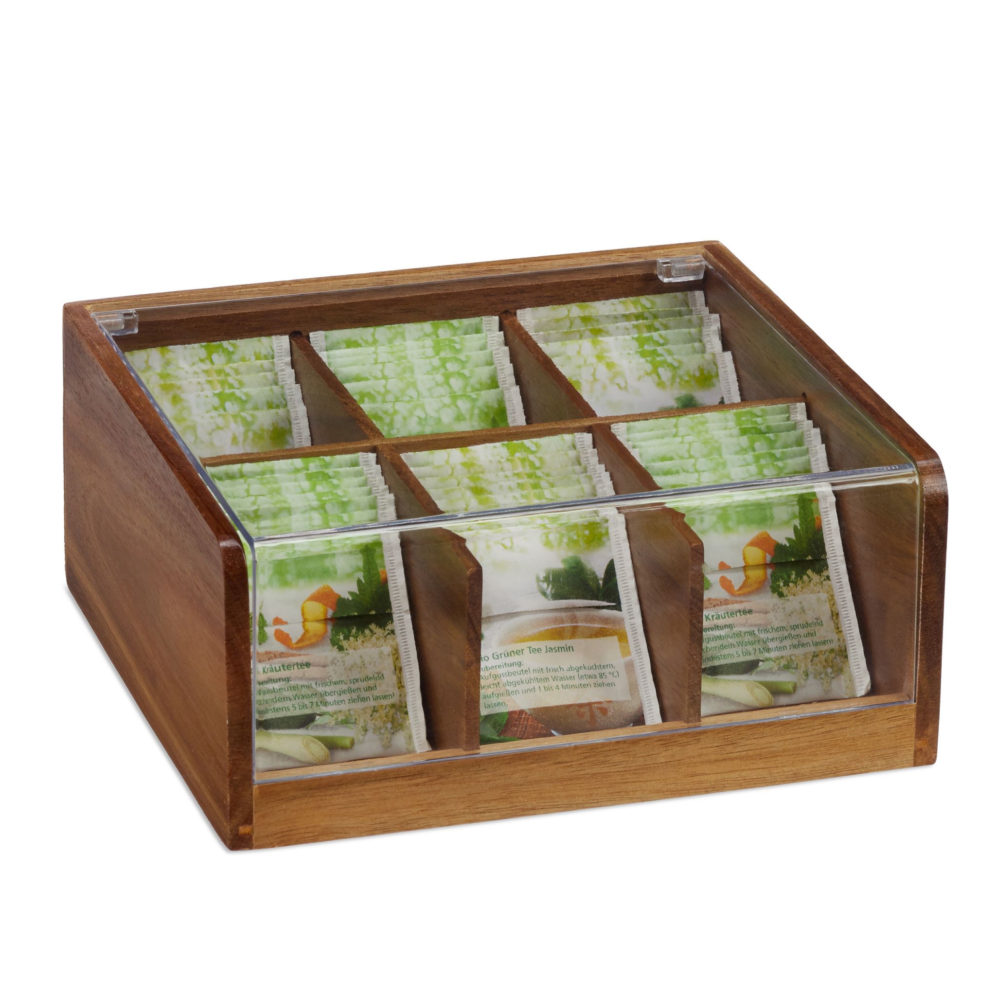 E-shop Drevená krabička na čaj so 6 priehradkami RD27602